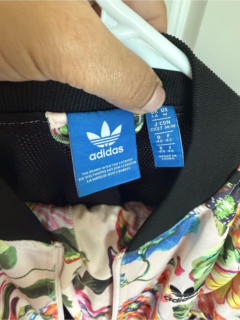 adidas Pink Floral Women's Track Jacket and leggings with Black Trim matching se - Picture 3 of 6